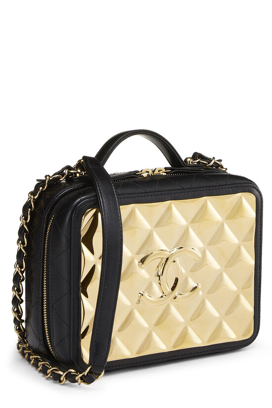 Chanel Mini Vanity with handle 21K Black Quilted Lambskin with gold hardware