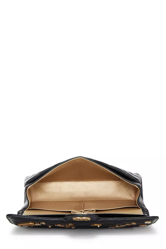 Black Lambskin Lucky Charm Double Flap Medium, , large image number 5