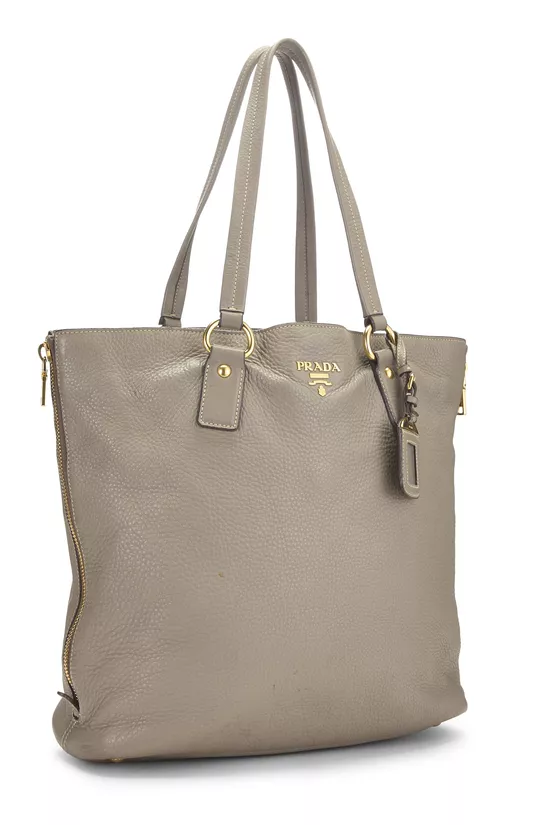 Grey Vitello Daino Side Zip Tote Large, , large image number 1