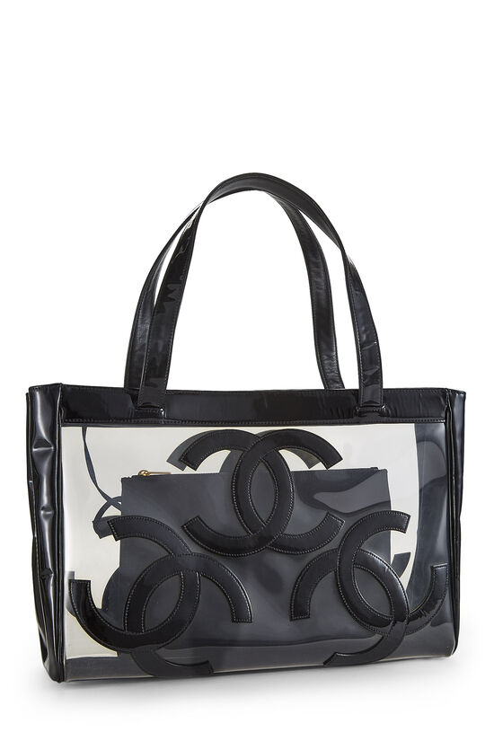 Black Leather & Vinyl 3 'CC' Tote Small , , large image number 2