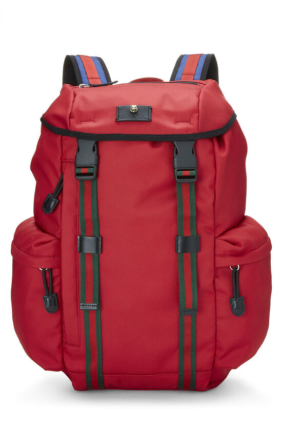 Red Techno Canvas Web Backpack, , large image number 1