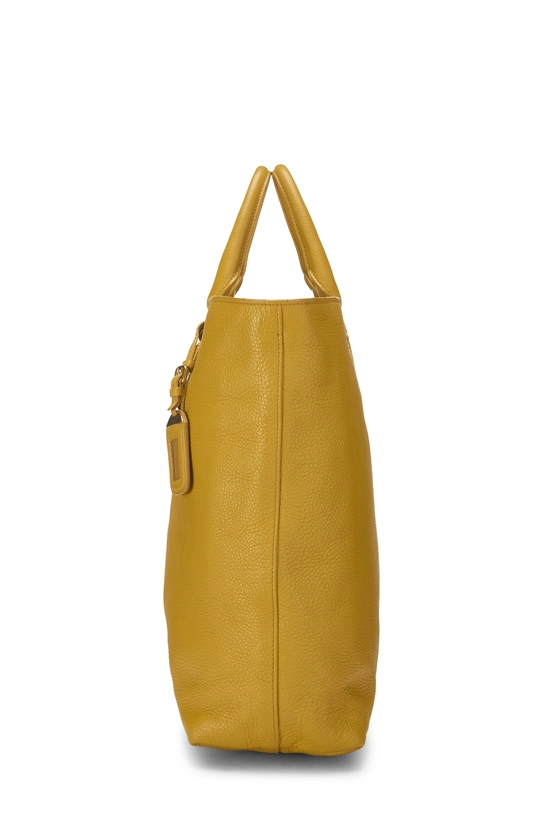 Yellow Vitello Daino Leather Shopping Tote Large, , large image number 2