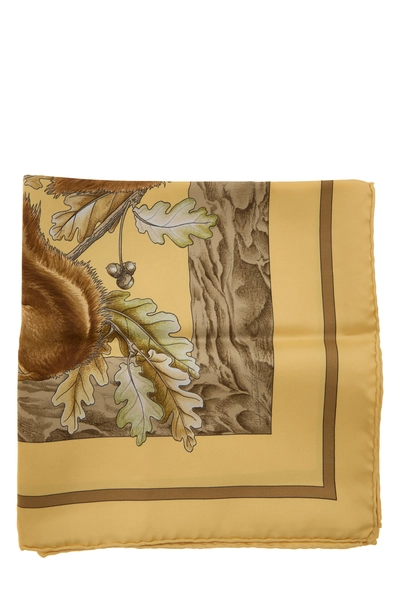 Yellow & Multicolor 'Casse-Noisette' Silk Scarf 90, , large