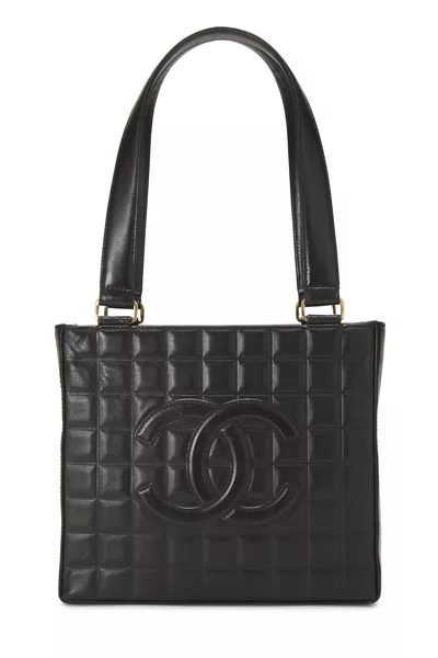 Black Quilted Calfskin Chocolate Bar Tote