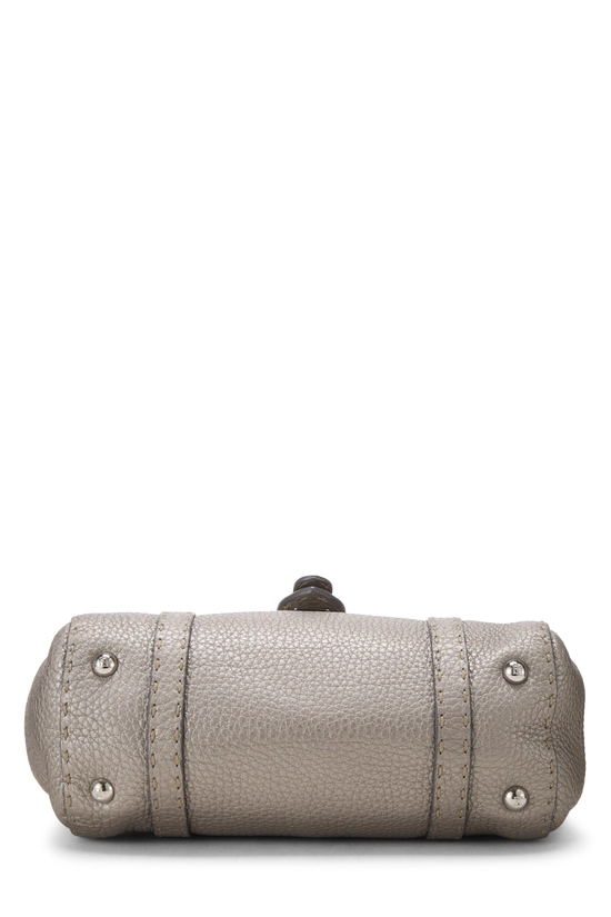 Silver Pebbled Leather Selleria Linda Mini, , large image number 4