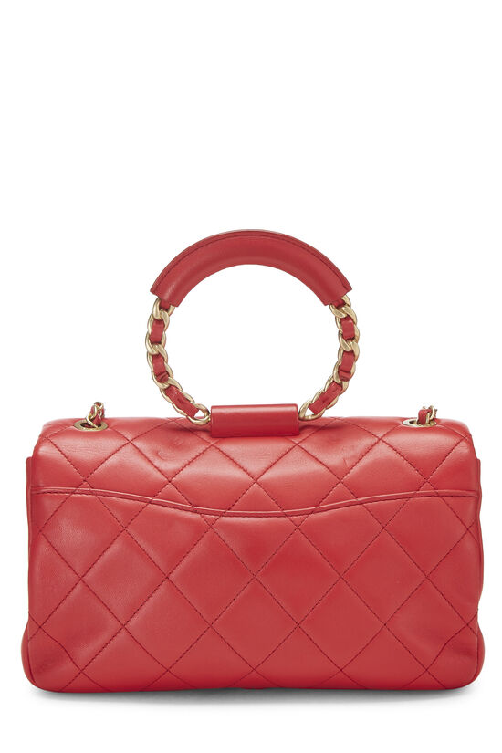Chanel Red Quilted Lambskin In The Loop Handle Flap Bag Medium  Q6B2T11IR7000