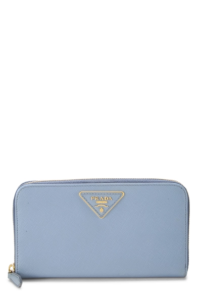Blue Saffiano Zip Around Wallet