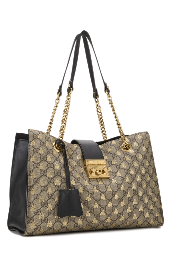 Black Original GG Supreme Bee Padlock Shoulder Medium, , large image number 1