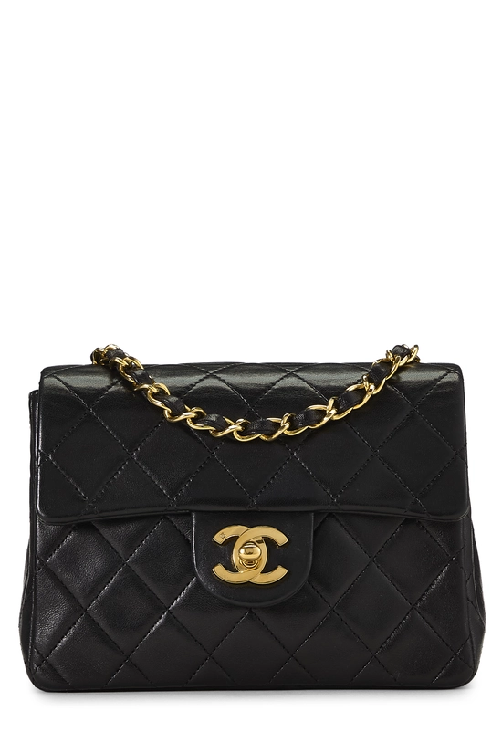 Black Quilted Lambskin Half Flap Mini, , large image number 0