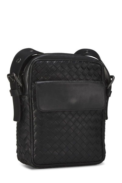 Bottega Veneta Black Intrecciato Flap Pocket Messenger Bag — photo 2