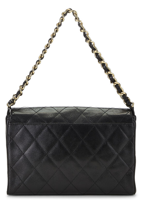 Black Quilted Caviar Shoulder Bag, , large image number 3