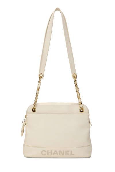 Chanel White Caviar Logo Chain Bag