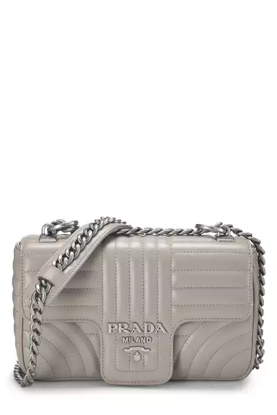 Prada Grey Calfskin Diagramme Flap Bag Small