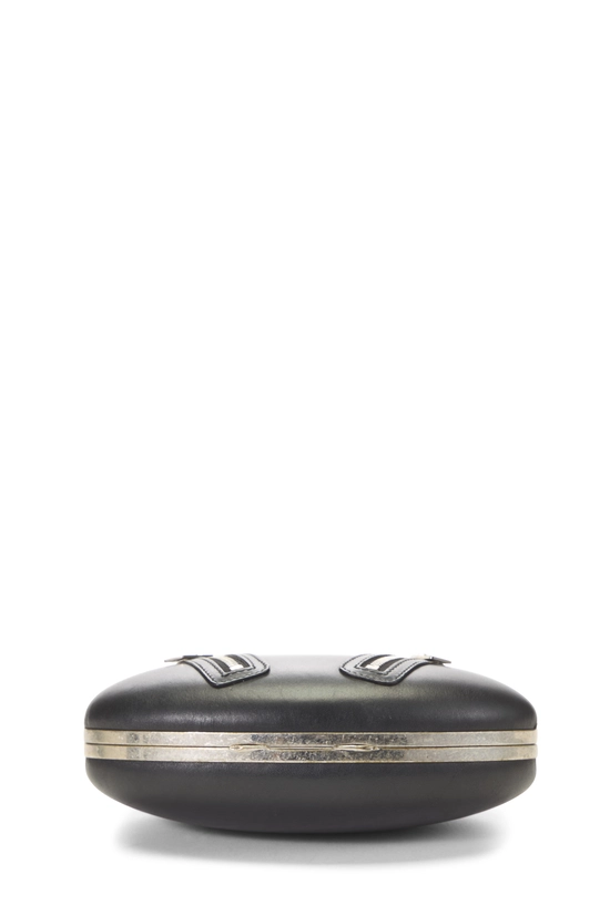 Black Leather Oval Knuckle Clutch, , large image number 4