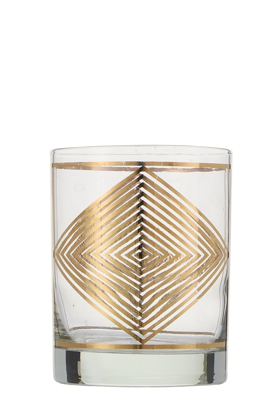 Gold 22k Gilded Geometric Chevron Glassware Set of 4, , large image number 1