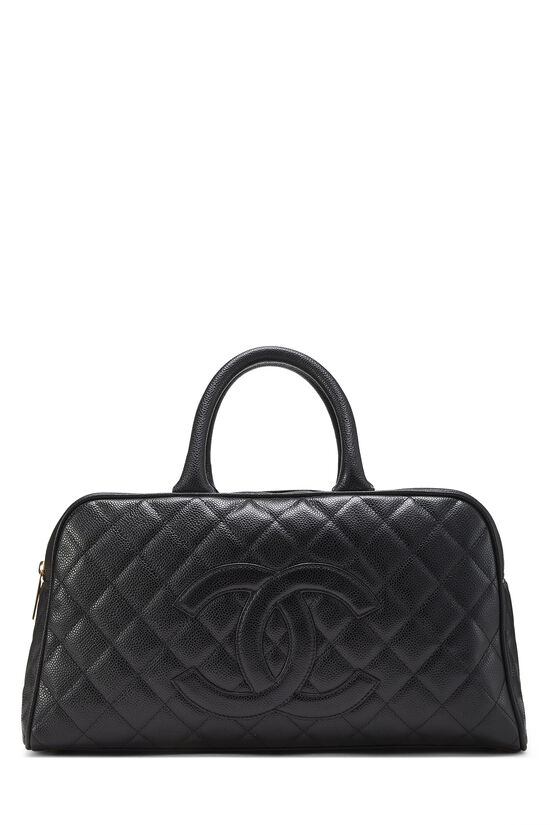 Black Quilted Caviar Bowler, , large image number 0