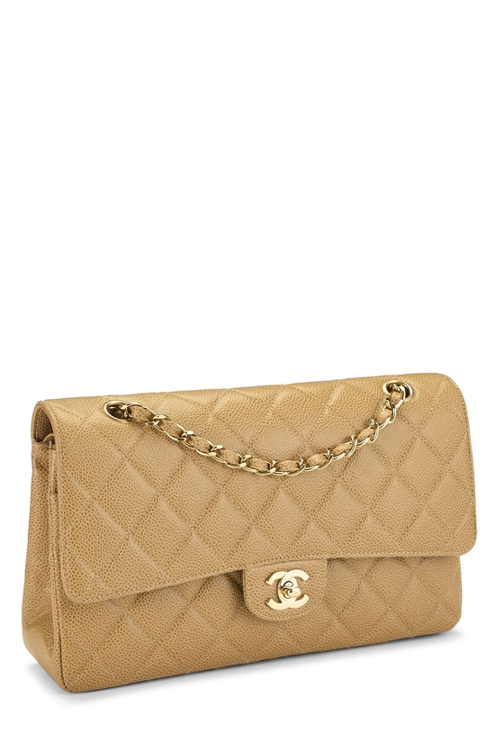 Beige Quilted Caviar Classic Double Flap, , large image number 1