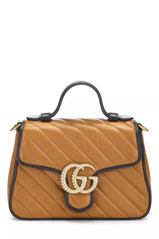 Orange Leather GG Marmont Top Handle Bag Mini, , large image number 0