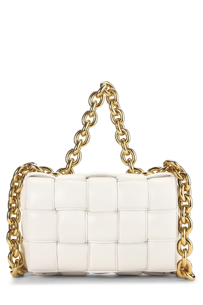 Bottega Veneta White Maxi Intrecciato Padded Chain Cassette