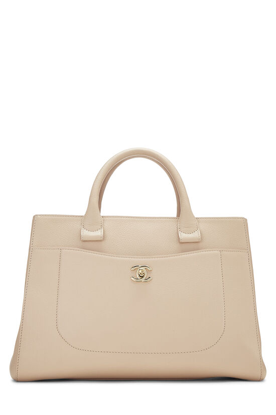 Beige Leather Neo Executive Shopping Tote, , large image number 1