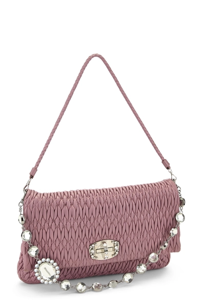 Purple Nappa Crystal Flap Shoulder Bag, , large