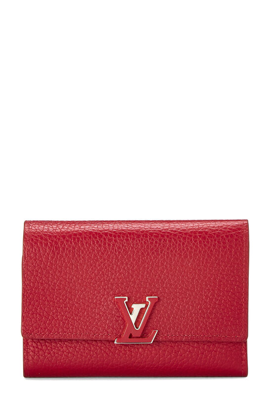 Red Taurillon Capucines Compact Wallet , , large image number 0