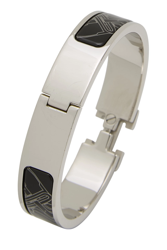 Black Enamel Clic-Clac 'H' Bracelet Narrow, , large image number 1