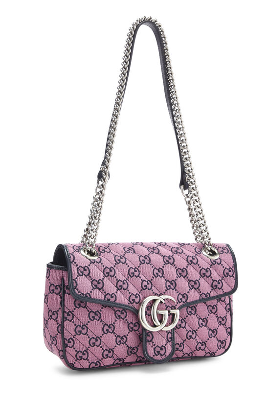 Pink Canvas GG Marmont Shoulder Bag Small, , large image number 1
