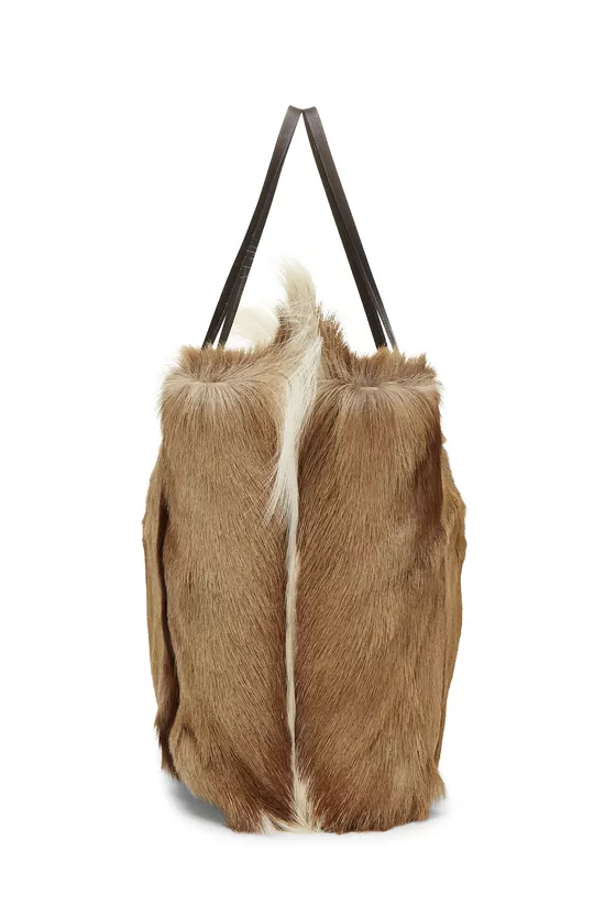 Brown Fur Tote Bag, , large image number 2