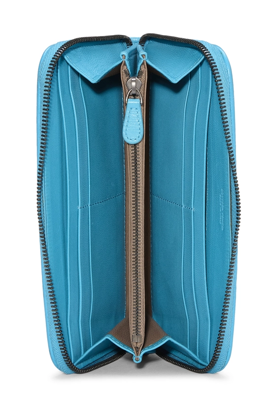 Blue Intrecciato Zip Around Wallet, , large image number 3