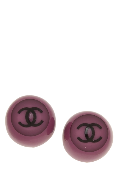 Purple Acrylic Button Earrings