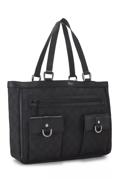 Black GG Canvas Abbey Pocket Tote, , large