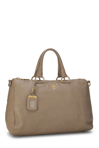 Grey Vitello Daino Boston Bag Large, , large