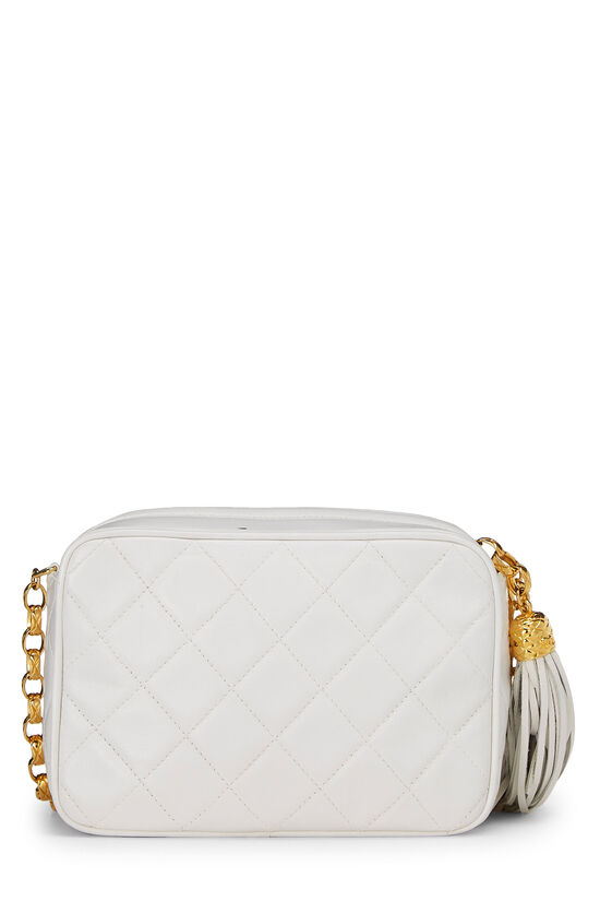 Chanel White Quilted Lambskin Pocket Camera Bag Mini