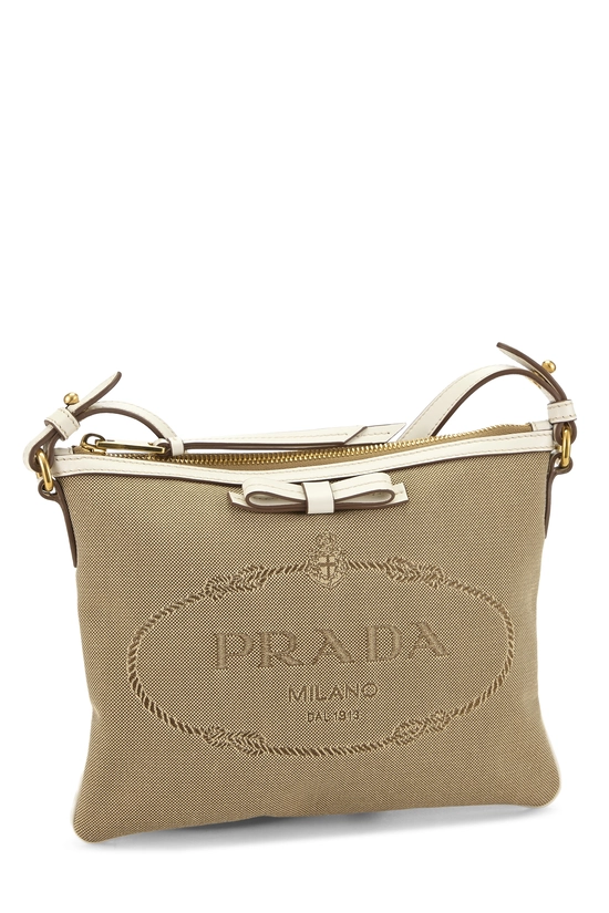 Beige Logo Jacquard Bow Messenger, , large image number 1