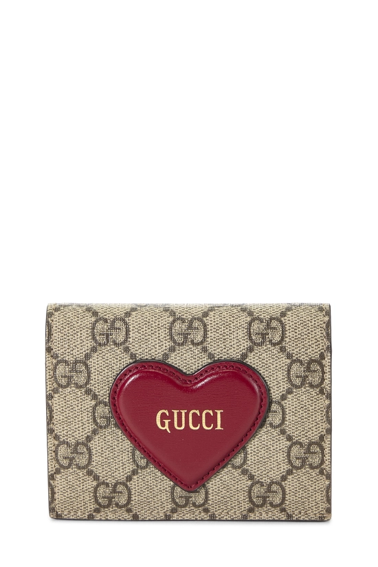Original GG Supreme Canvas Valentine Card Case Wallet, , large image number 0