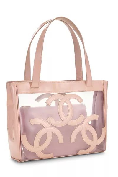 Hot Pink Patent Leather 3 'CC' Tote Bag Medium, , large