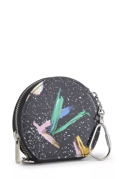 Black Monogram Canvas Splash Zippy Coin Purse, , large