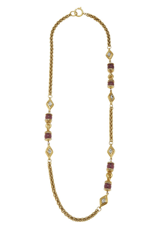 Purple & Gold Gripoix Crystal Link Necklace, , large image number 0