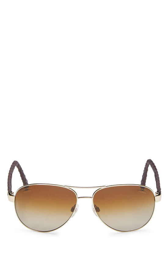 Gold Polarized Aviator Sunglasses, , large image number 0