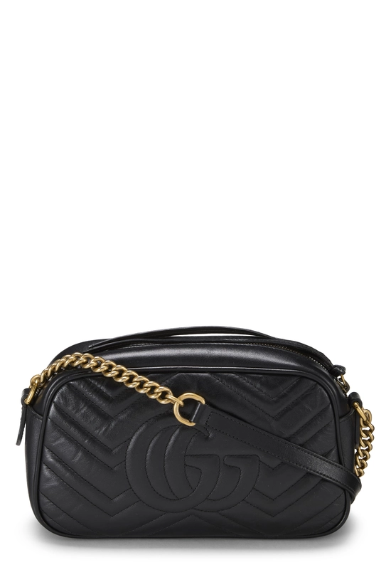 Black Leather GG Marmont Crossbody Bag Small, , large image number 3