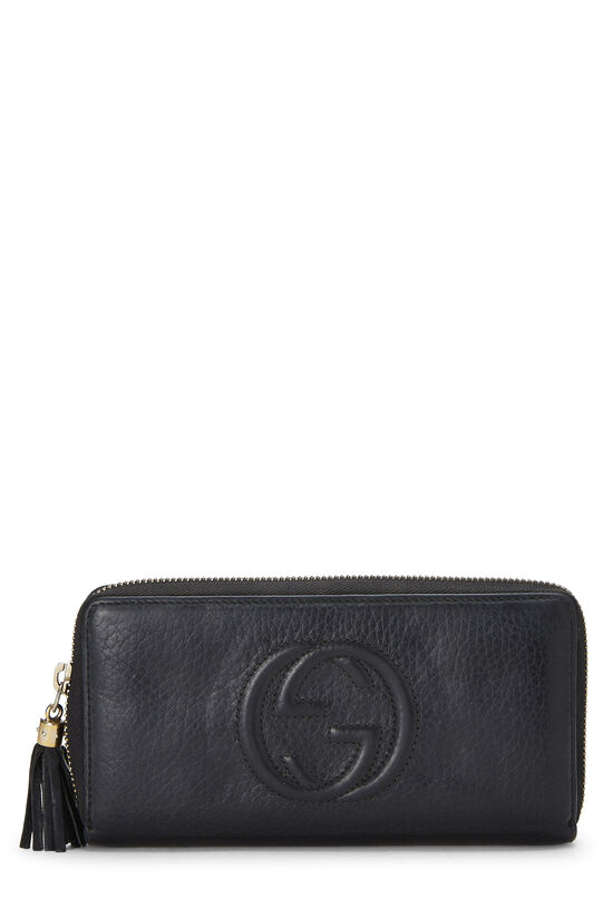 Black Leather Soho Zip Wallet, , large image number 0