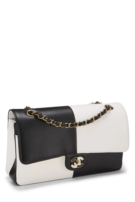 Black & White Geometric Lambskin Classic Double Flap Medium, , large image number 1