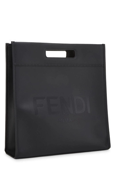 Fendi Black Calfskin Logo Shopper Tote Medium — photo 2