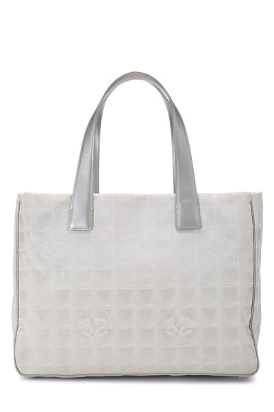 Silver Nylon Travel Line Tote Medium