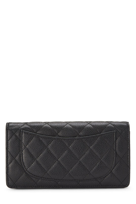 Black Quilted Caviar Classic Long Yen Wallet , , large image number 3