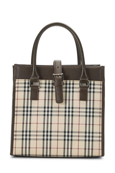 Burberry Brown Jacquard Buckle Handbag Small