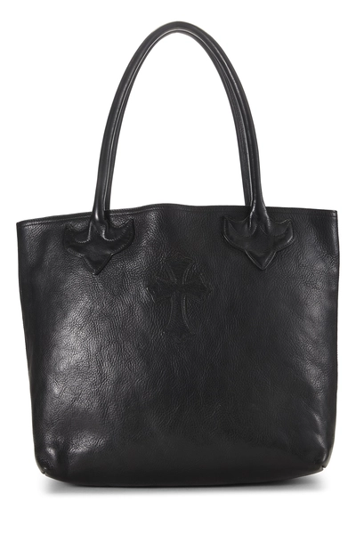 Black Leather Cross Patch Tote