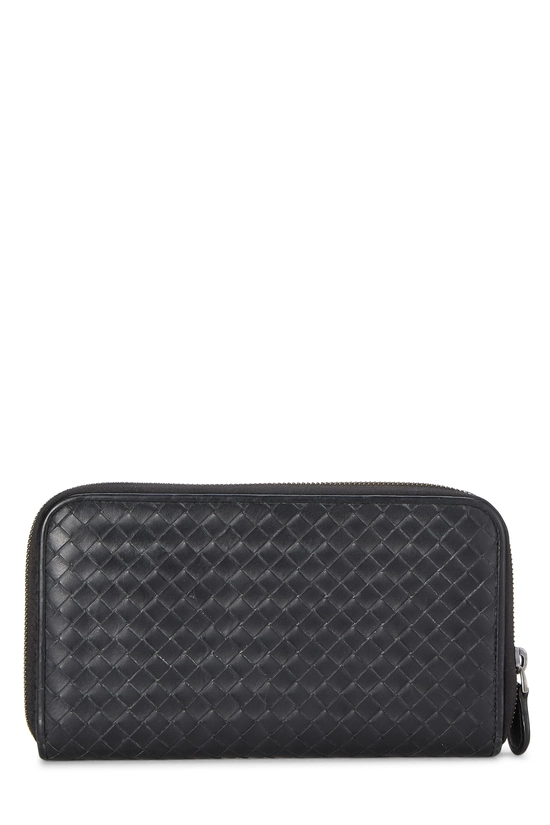 Black Intrecciato Zip Around Wallet, , large image number 2