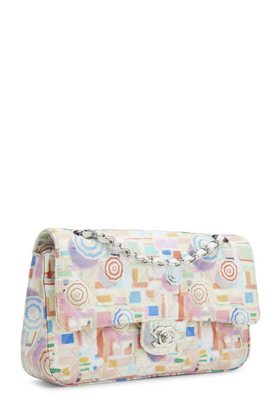 Multicolor Umbrella Print Calfskin Classic Double Flap Medium, , large